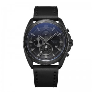Alexandre Christie AC 6652 Full Black Leather MCLIPBA